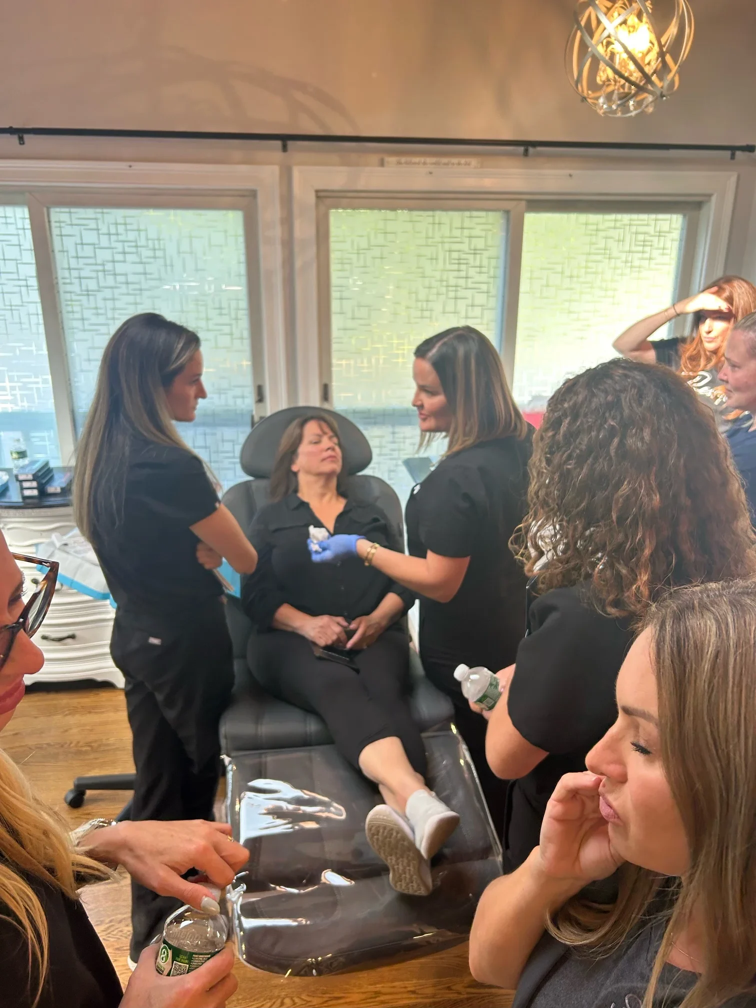 a group of women in a salon