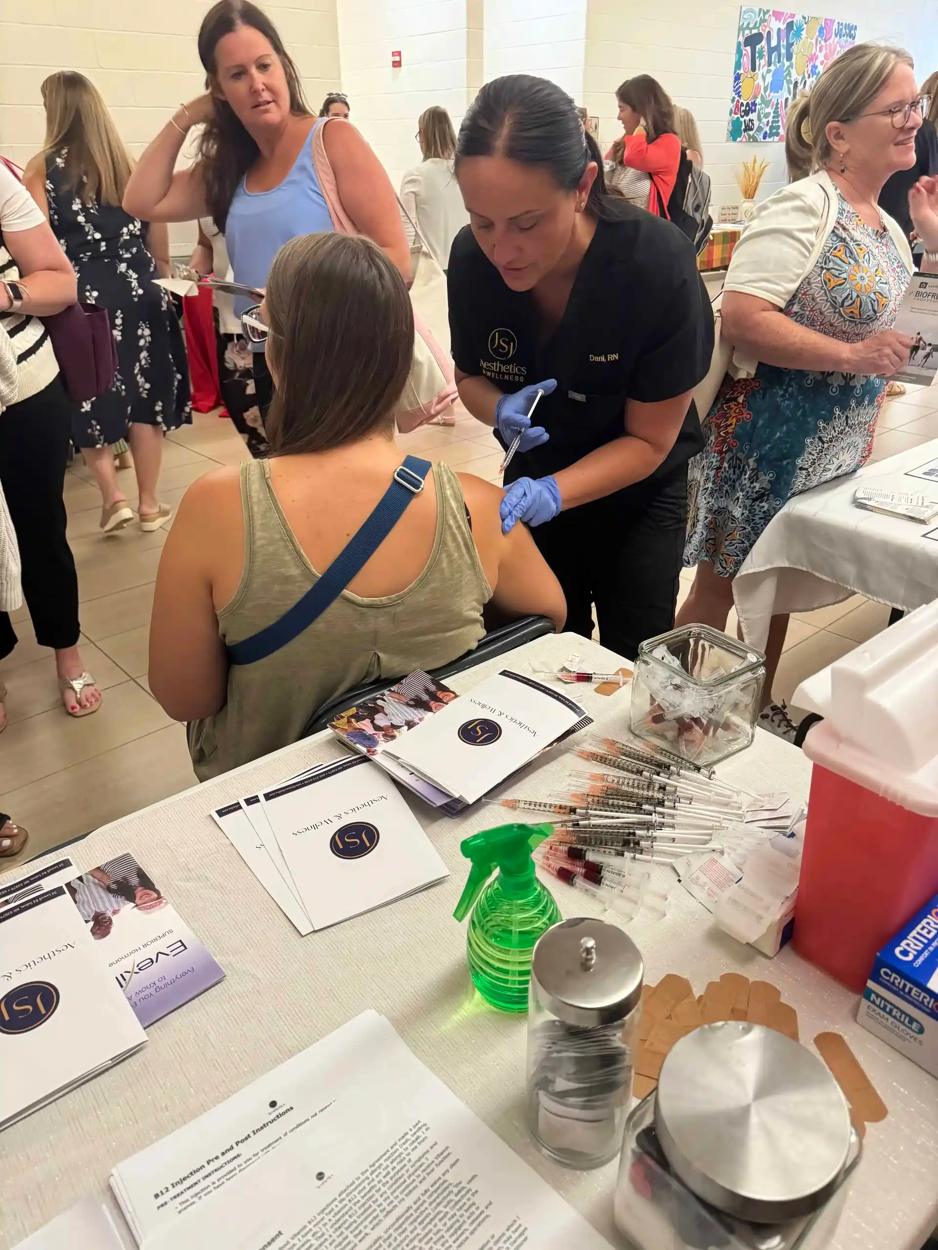 a woman getting an injection